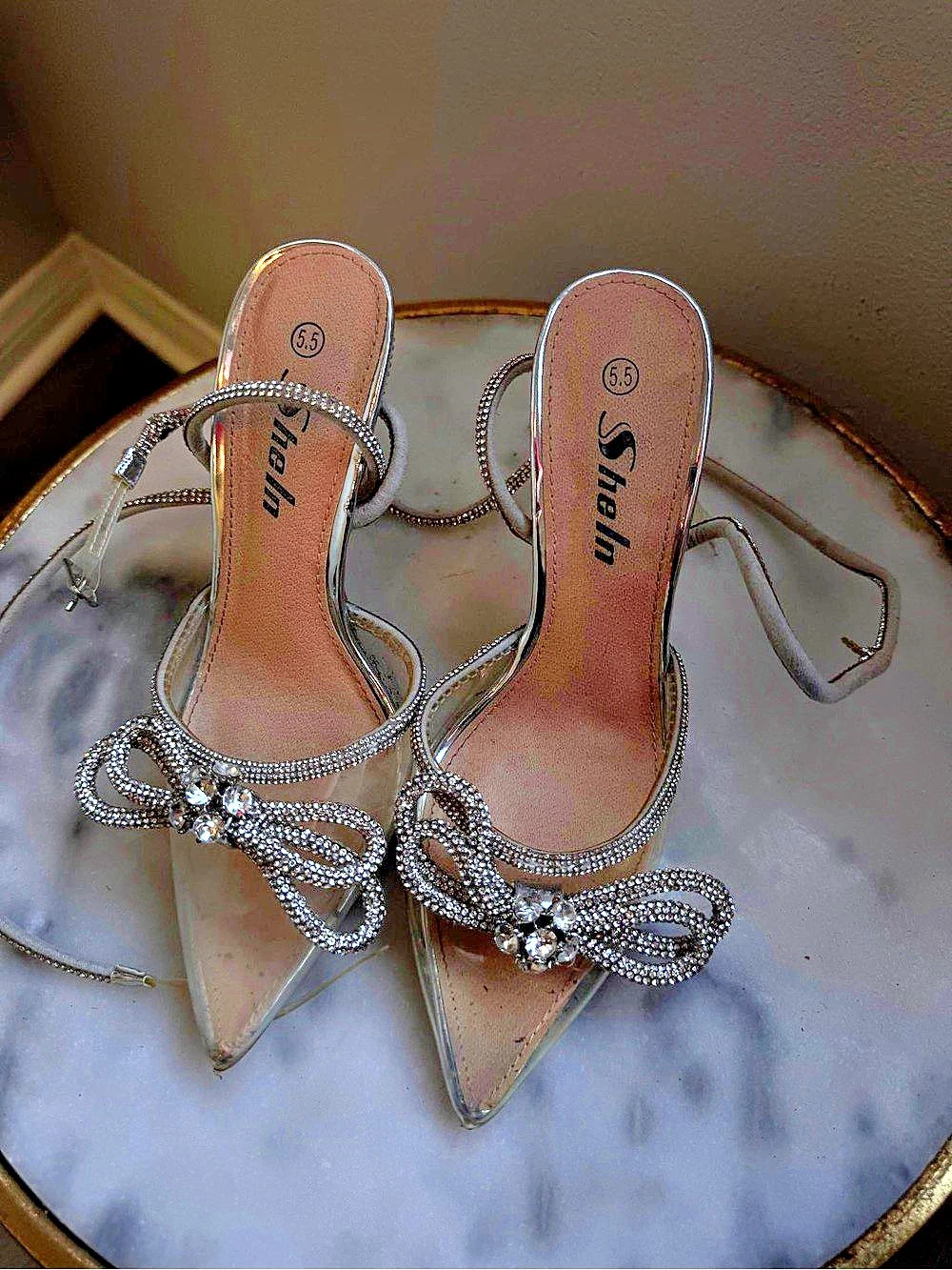 Rhinestone Crystal Pointed-Toe Designer Inspired Heels